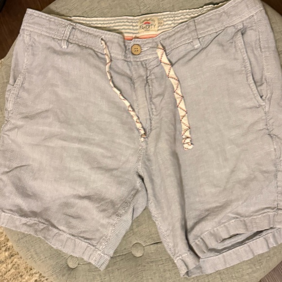 Faherty Linen Beach Shorts Size 32 & 8” Inseam Blue White Stripe 💎EUC Retail $98 - Picture 3 of 11